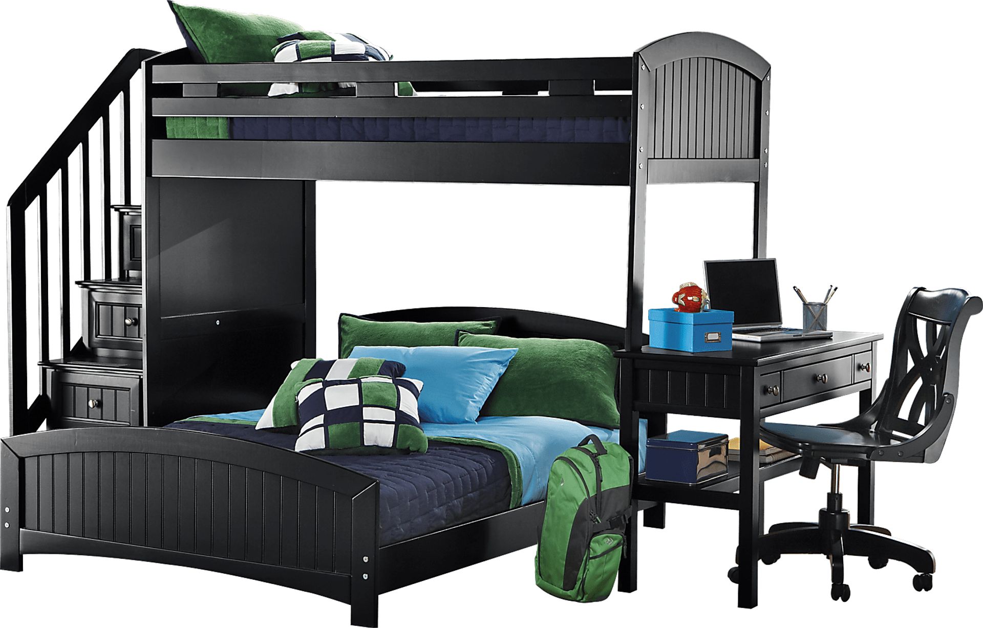 Cottage Colors Black Twin/Full Step Loft with Desk - Image 1