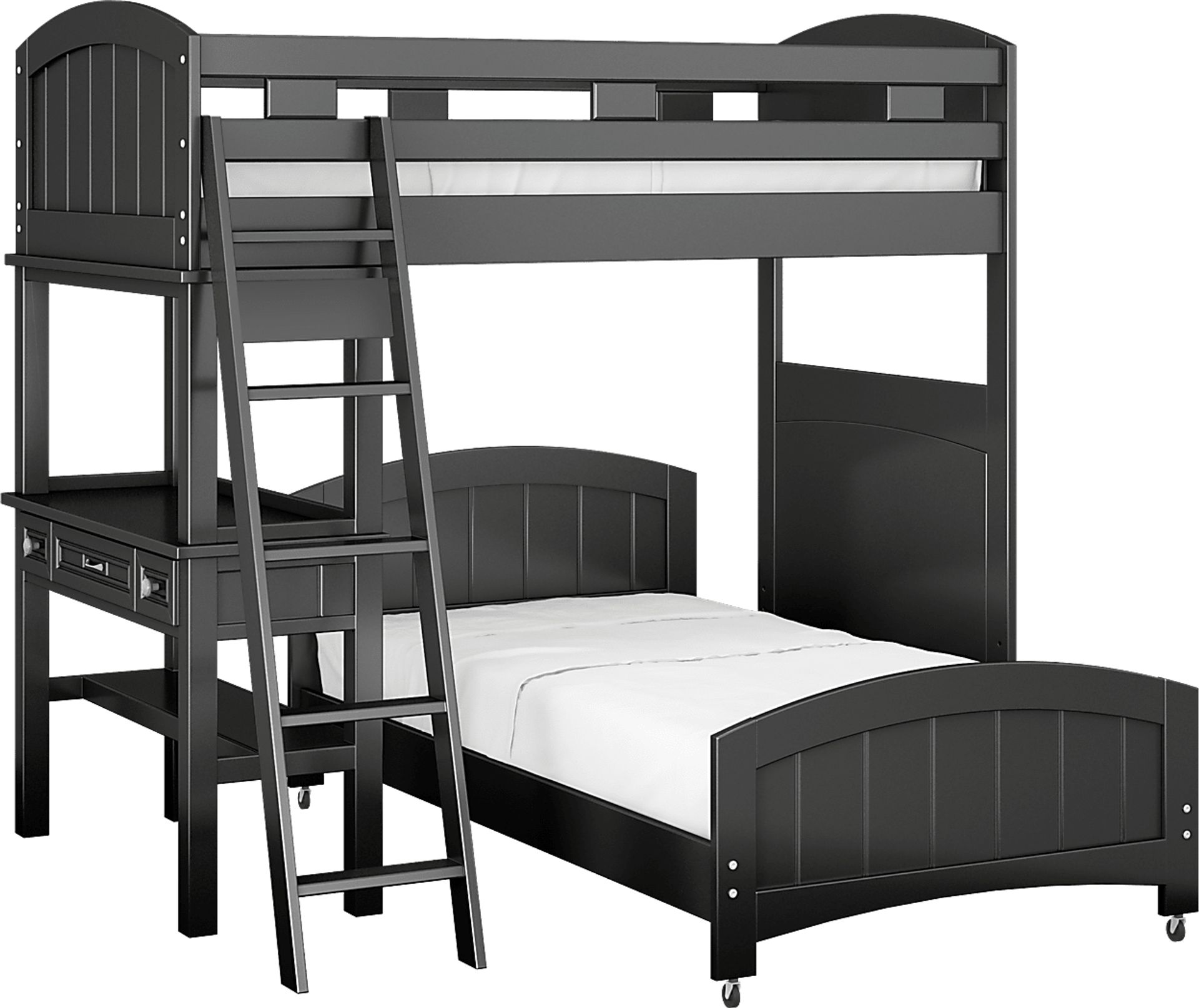 Kids Cottage Colors Black Twin/Twin Loft Bunk Bed with Desk - Image 1