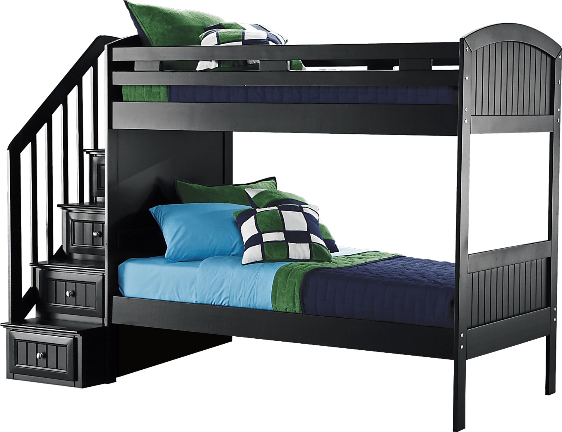 Cottage Colors Black Twin/Twin Step Bunk Bed - Image 1
