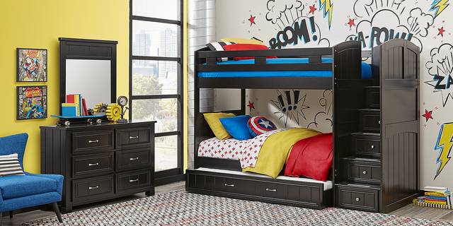 Kids Cottage Colors Black Twin/Twin Step Bunk Bed - Thumbnail - Image 2