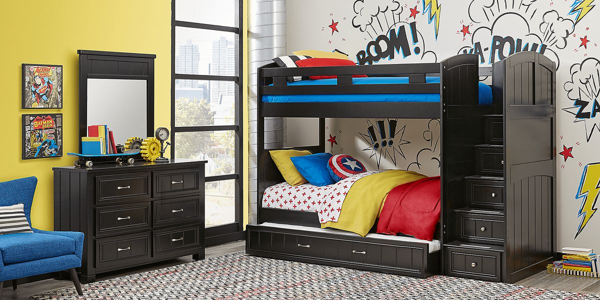 Cottage Colors Black Black Colors Twin Twin Step Bunk Rooms to Go