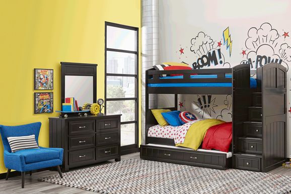 Kids Cottage Colors Black Twin/Twin Step Bunk Bed