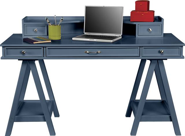 Cottage Colors Blue Desk & Hutch - Thumbnail - Image 1