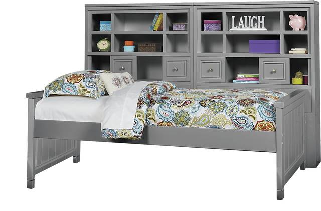 Cottage Colors Gray 5 Pc Full Bookcase Wall Bed - Thumbnail - Image 1