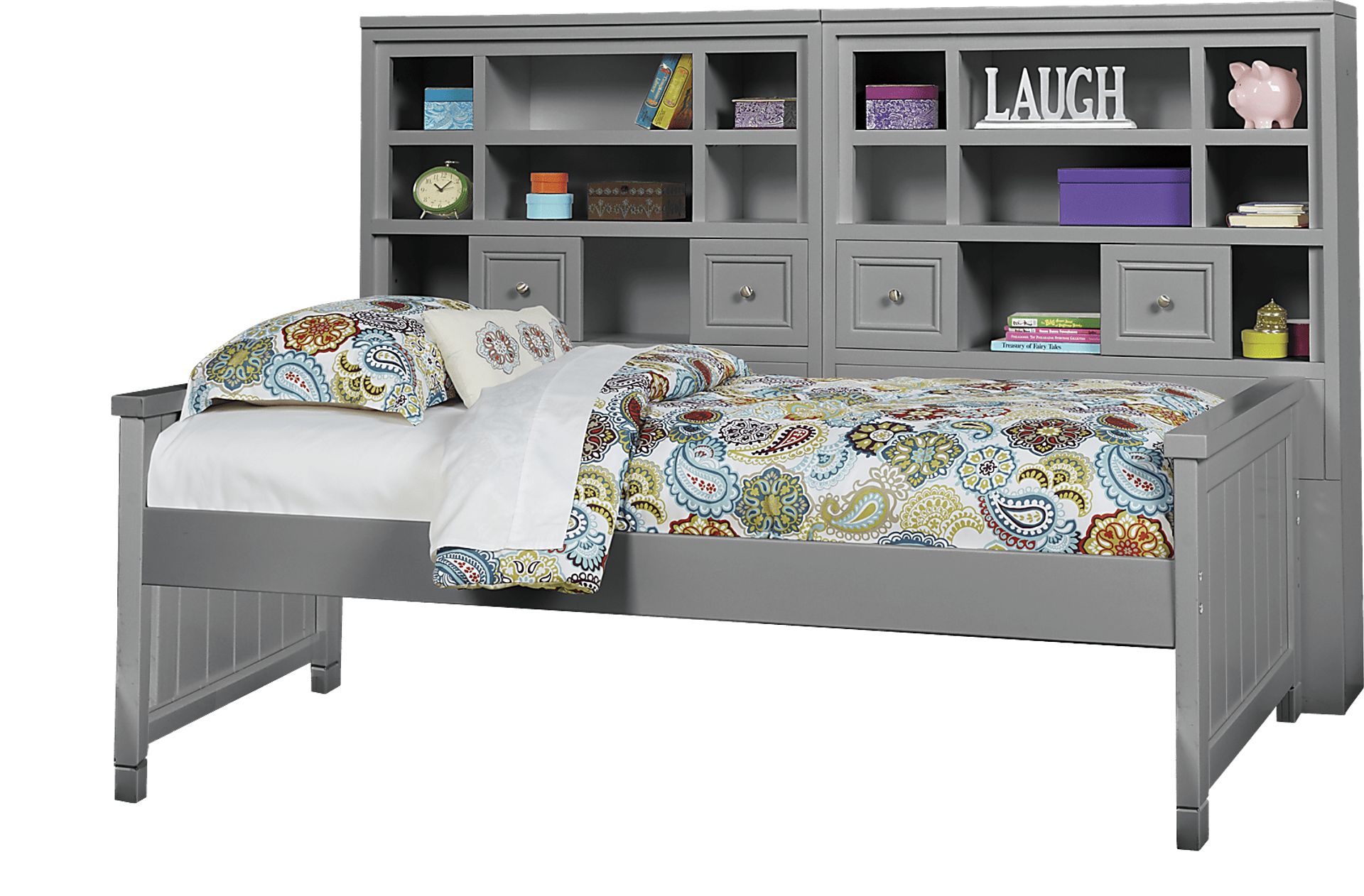 Cottage Colors Gray 5 Pc Full Bookcase Wall Bed - Image 1