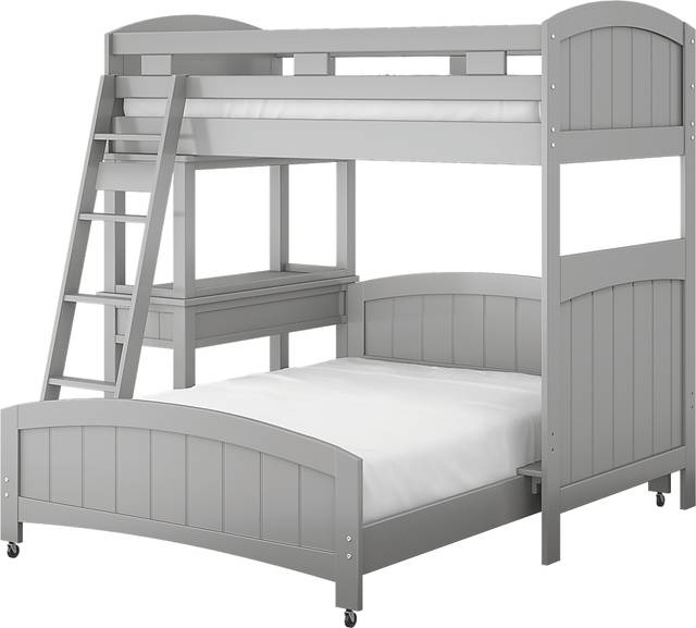 Kids Cottage Colors Gray Twin/Full Loft Bunk Bed with Desk - Thumbnail - Image 3