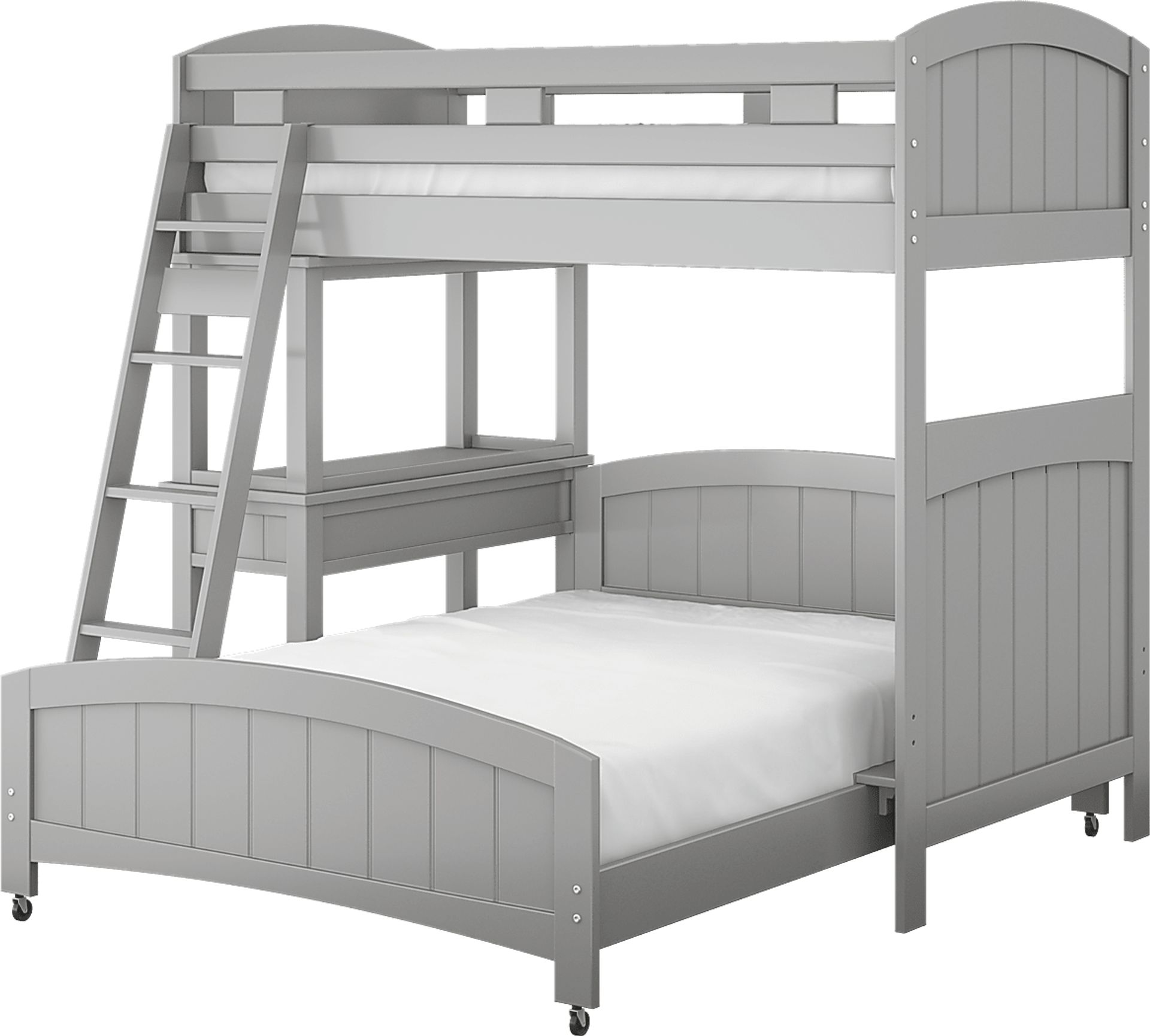 Kids Cottage Colors Gray Twin/Full Loft Bunk Bed with Desk - Image 3