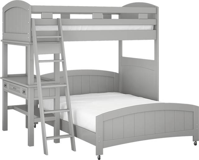 Kids Cottage Colors Gray Twin/Full Loft Bunk Bed with Desk - Thumbnail - Image 1
