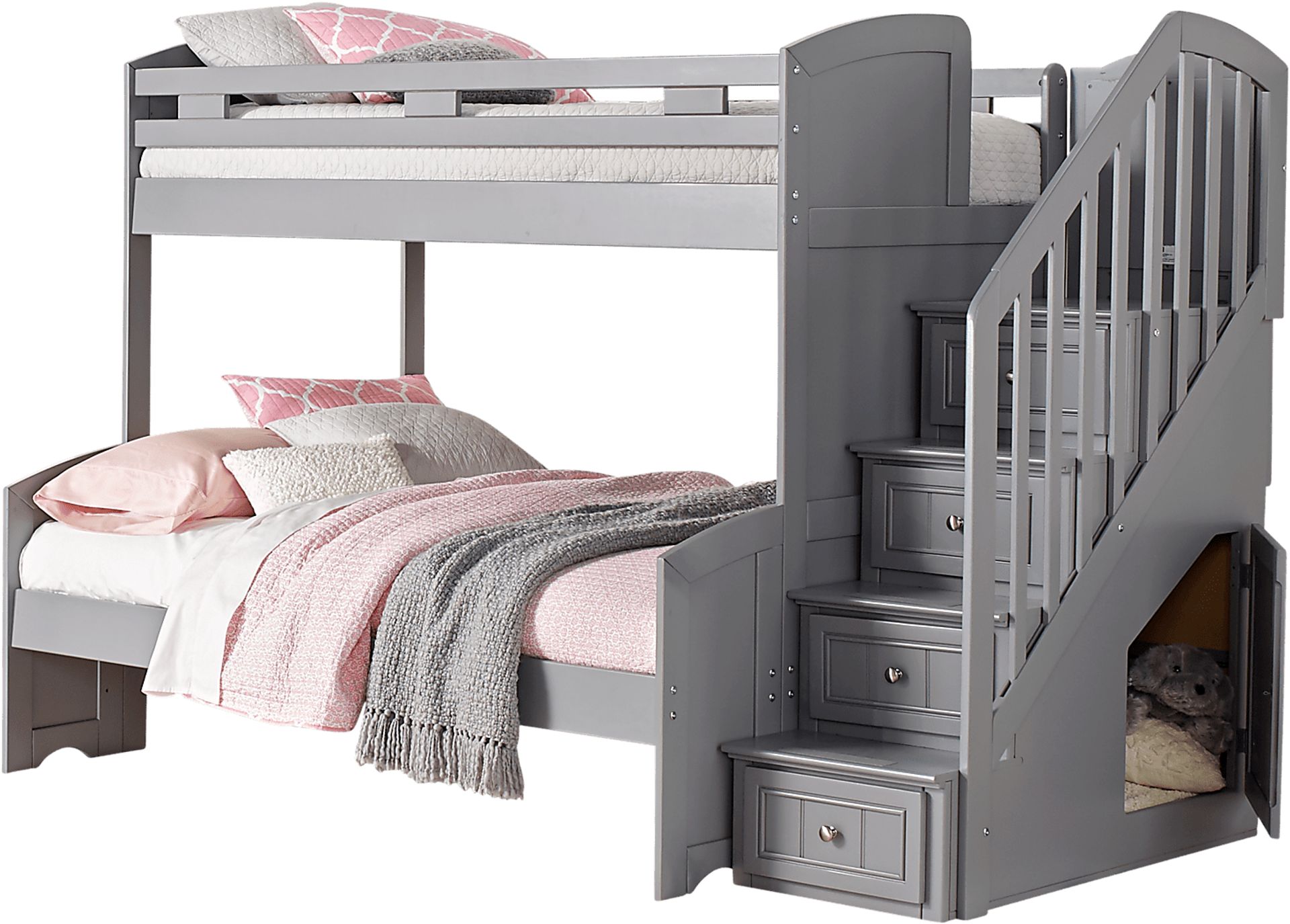 Cottage Colors Gray Twin/Full Step Bunk Bed - Image 3