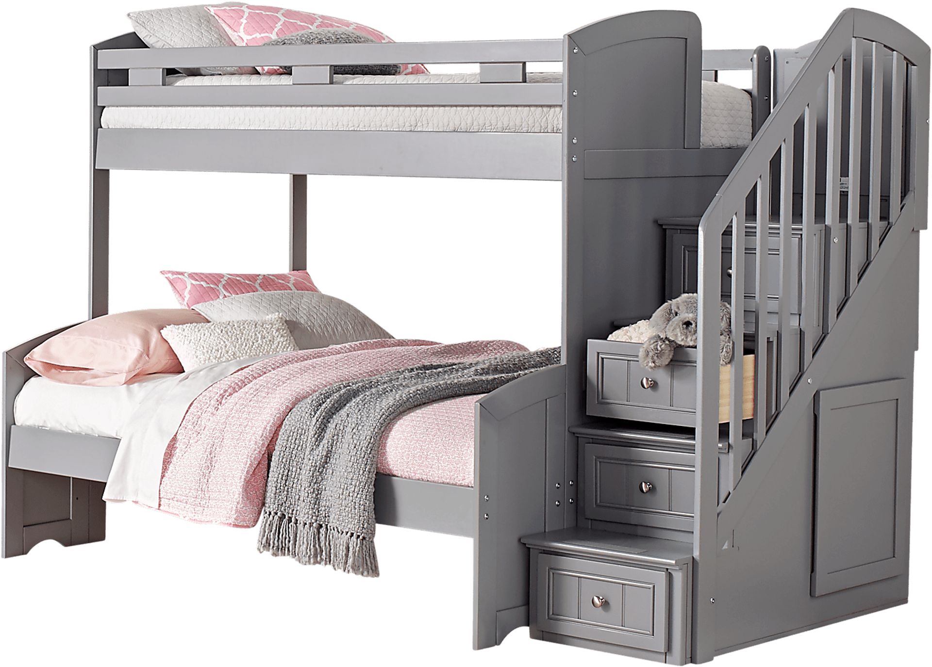 Cottage Colors 6 Pc Gray Twin/Full Step Bunk Rooms to Go