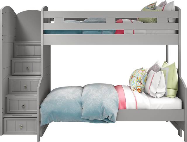 Kids Cottage Colors Gray Twin/Full Step Bunk - Thumbnail - Image 3