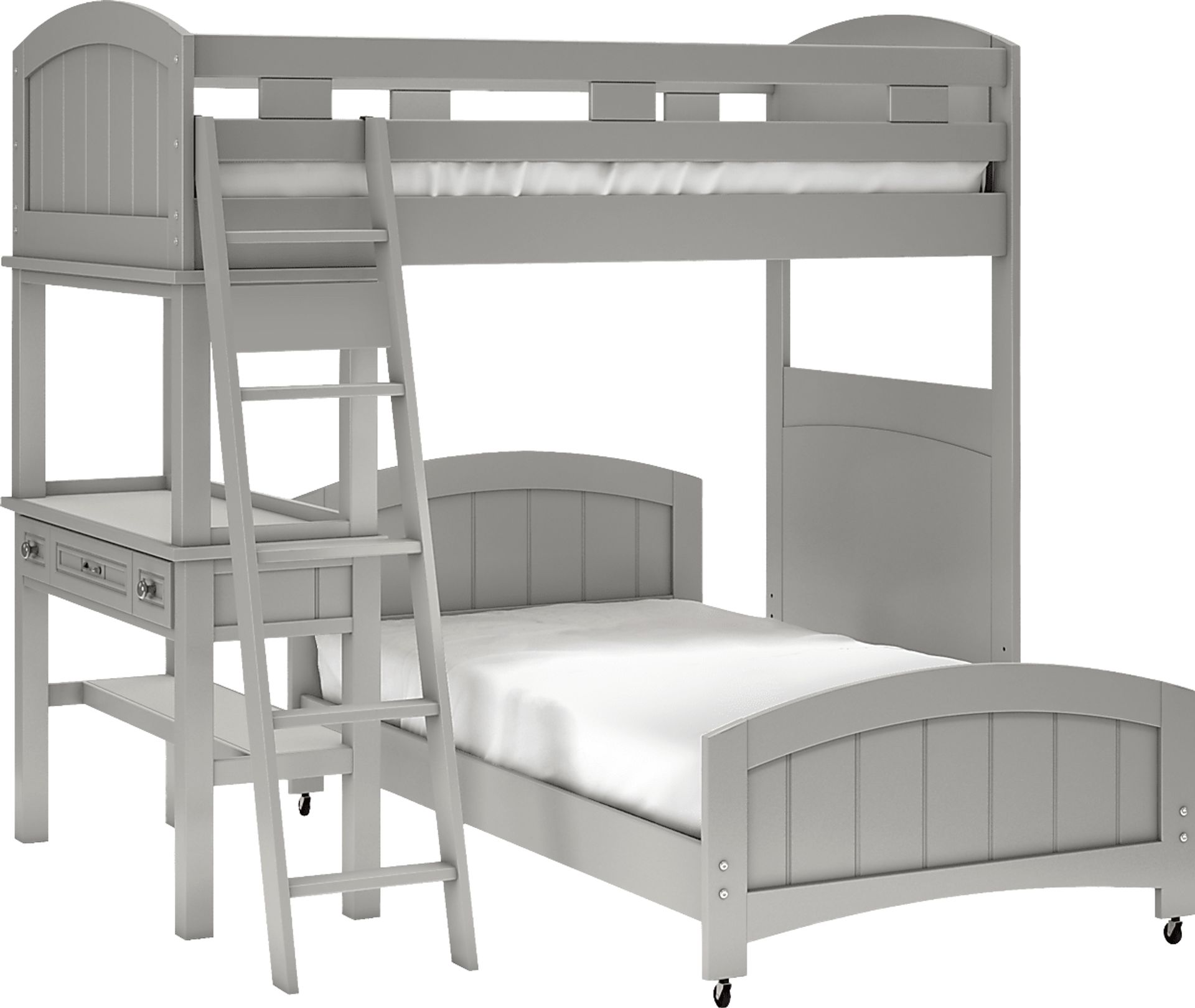 Kids Cottage Colors Gray Twin/Twin Loft Bunk Bed with Desk - Image 1