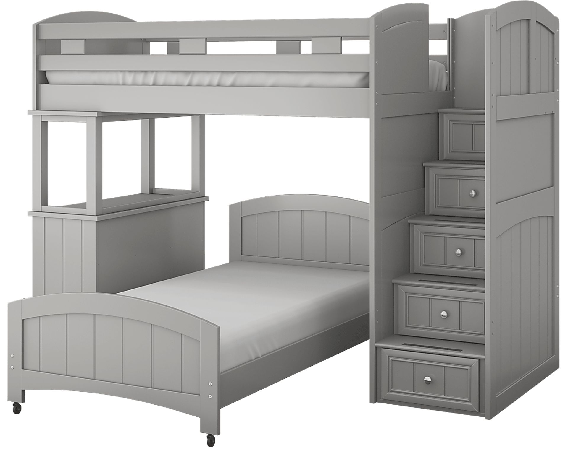 Kids Cottage Colors Gray Twin/Twin Step Bunk Bed with Dresser - Image 3