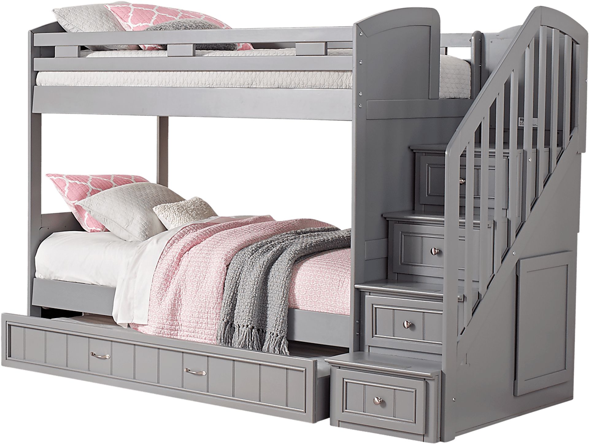 Cottage Colors Gray Twin/Twin Step Bunk Bed with Trundle - Image 3