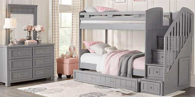 Cottage Colors Gray Twin/Twin Step Bunk Bed with Trundle - Thumbnail - Image 2
