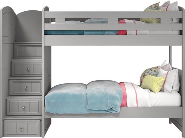 Kids Cottage Colors Gray Twin/Twin Step Bunk Bed - Thumbnail - Image 3