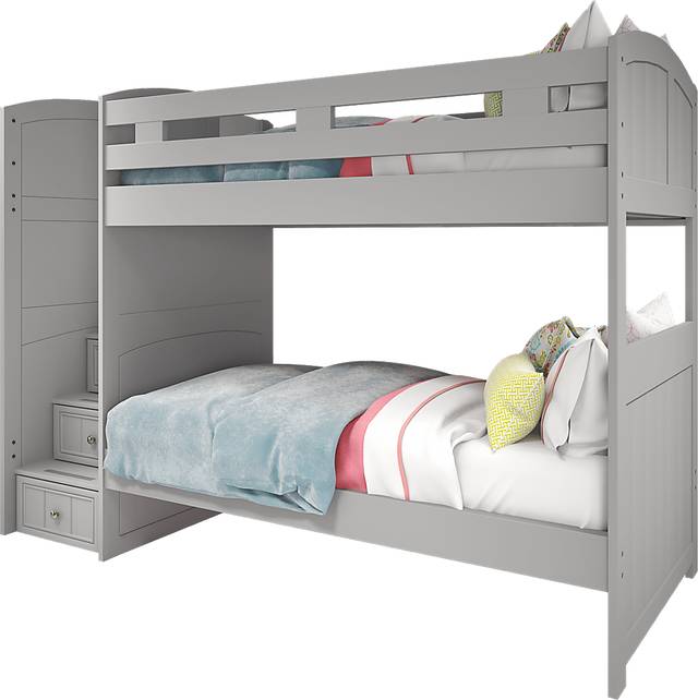 Kids Cottage Colors Gray Twin/Twin Step Bunk Bed - Thumbnail - Image 4