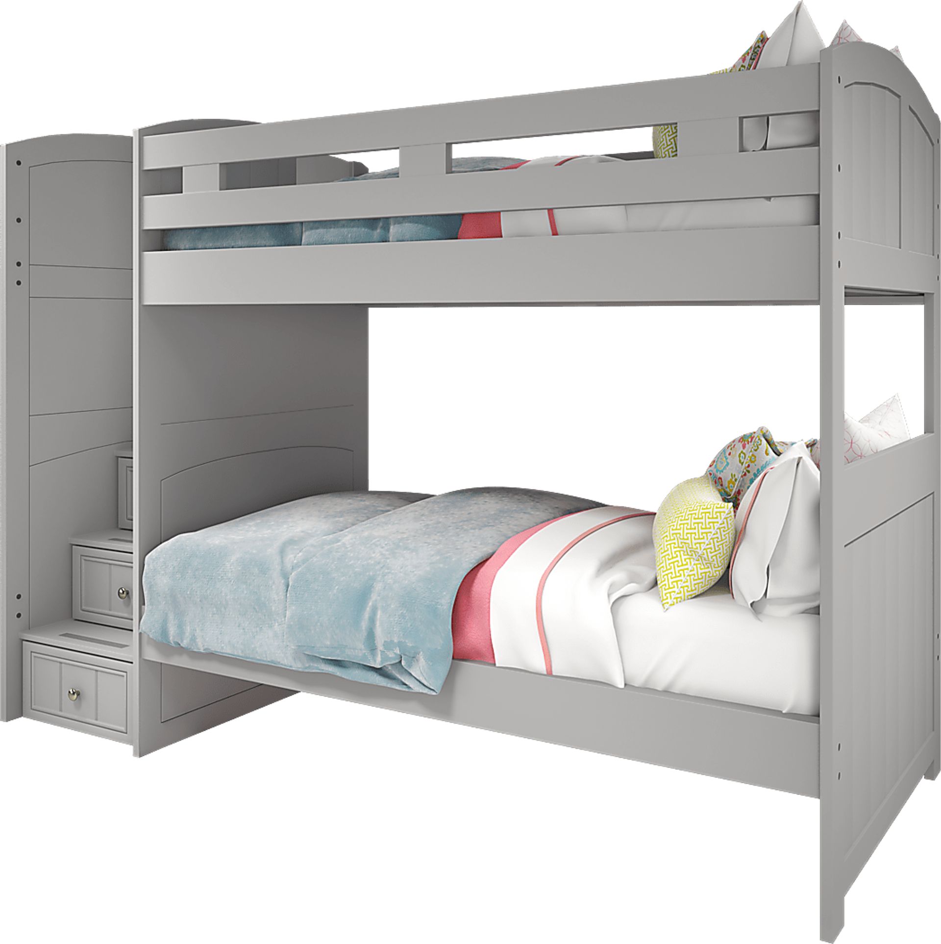 Kids Cottage Colors Gray Twin/Twin Step Bunk Bed - Image 5