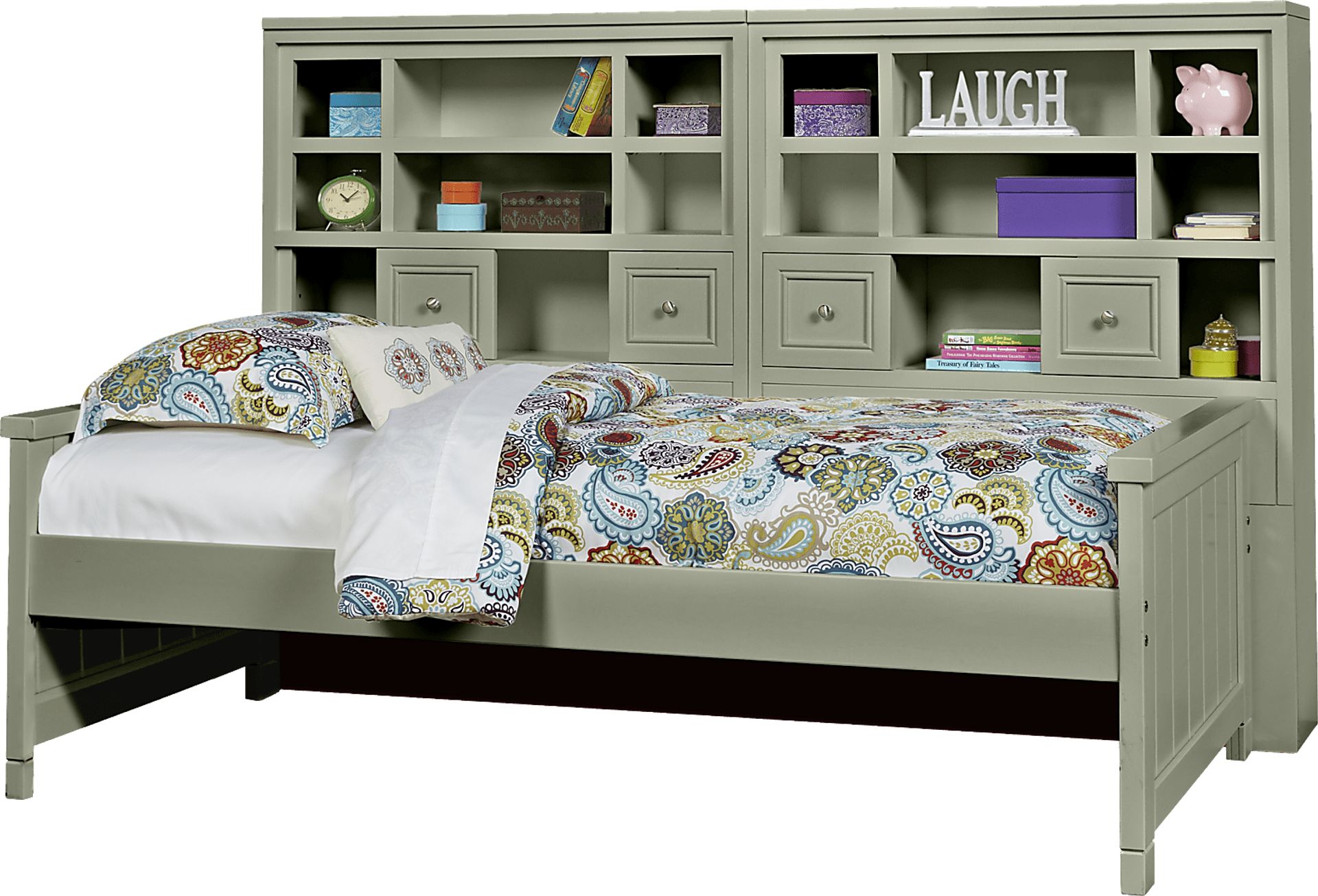 Cottage Colors Green 5 Pc Full Bookcase Daybed - Image 1