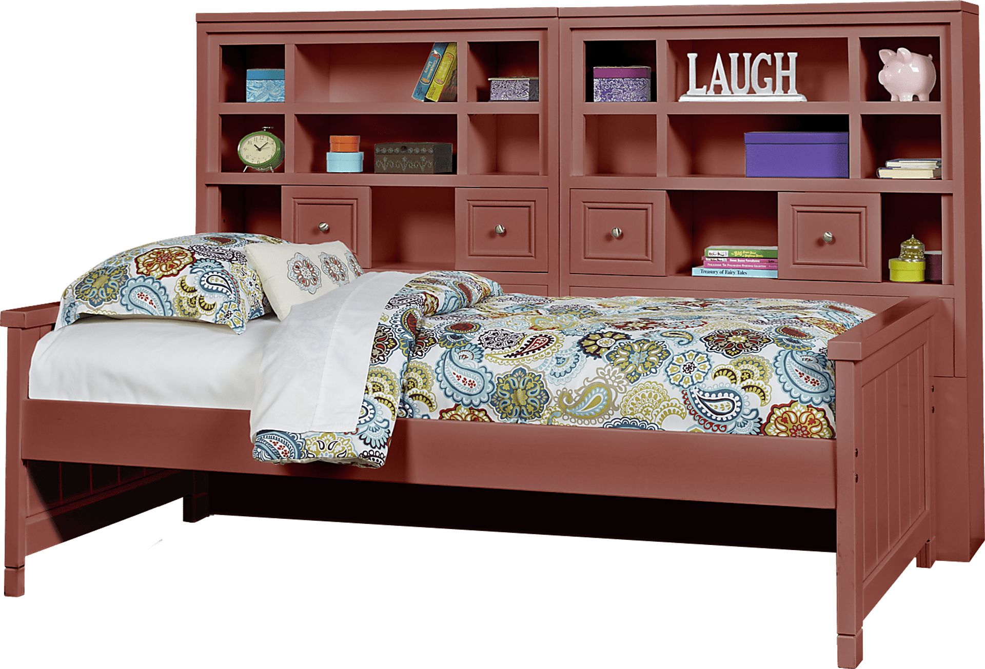 Cottage Colors Red 5 Pc Twin Bookcase Daybed - Image 1