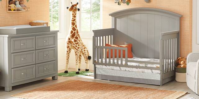Cottage Colors Whisper Gray 6 Pc Nursery with Toddler and Full Conversion Rails - Thumbnail - Image 2
