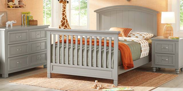 Cottage Colors Whisper Gray 6 Pc Nursery with Toddler and Full Conversion Rails - Thumbnail - Image 3