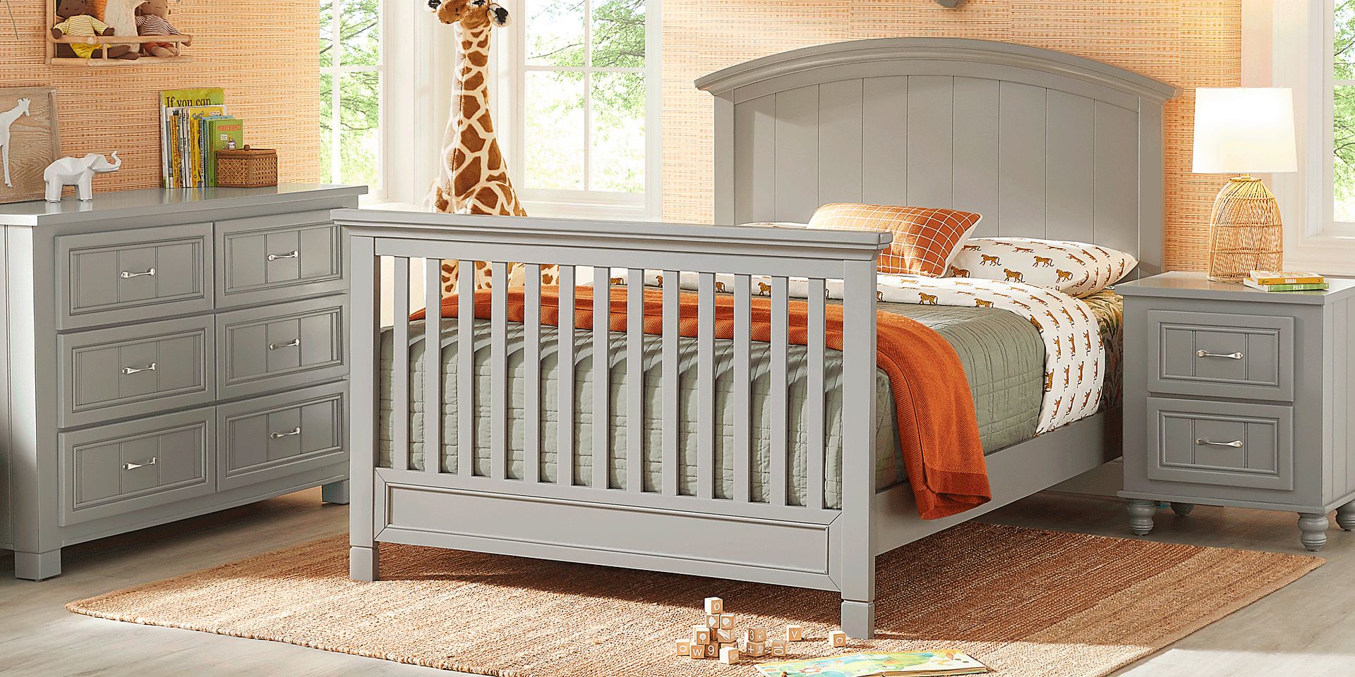 Cottage Colors Whisper Gray 6 Pc Nursery with Toddler and Full Conversion Rails - Image 3