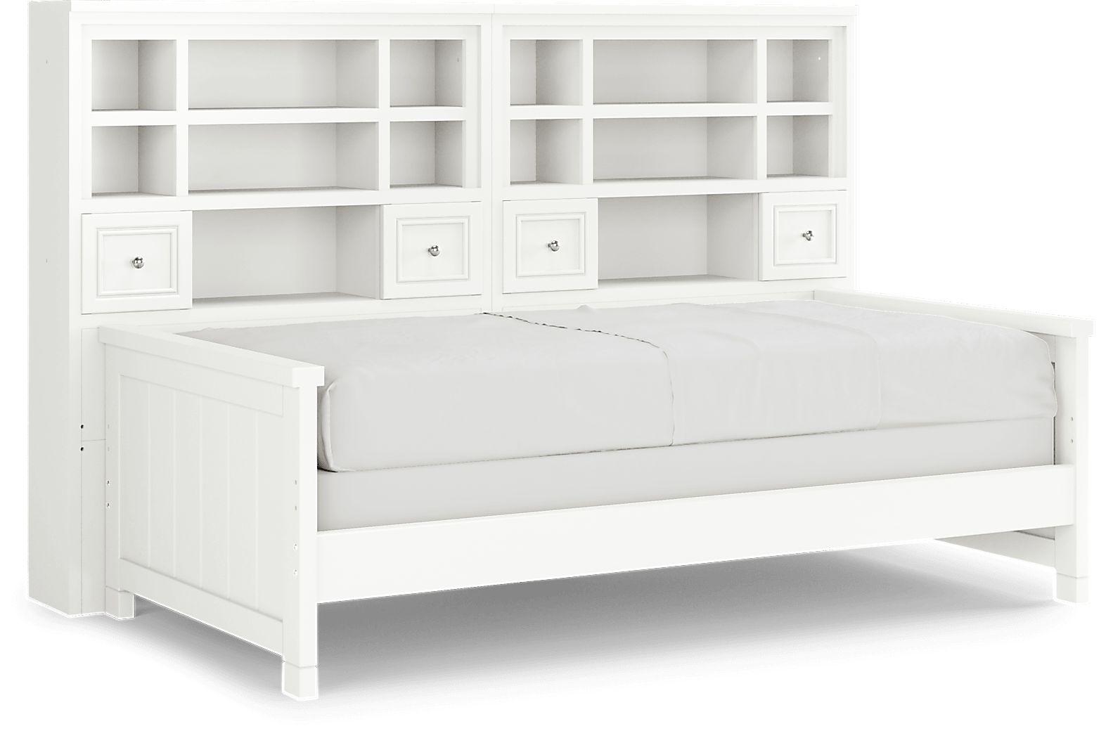 Kids Cottage Colors White Twin Bookcase Wall Bed