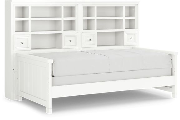 Kids Cottage Colors White Twin Bookcase Wall Bed