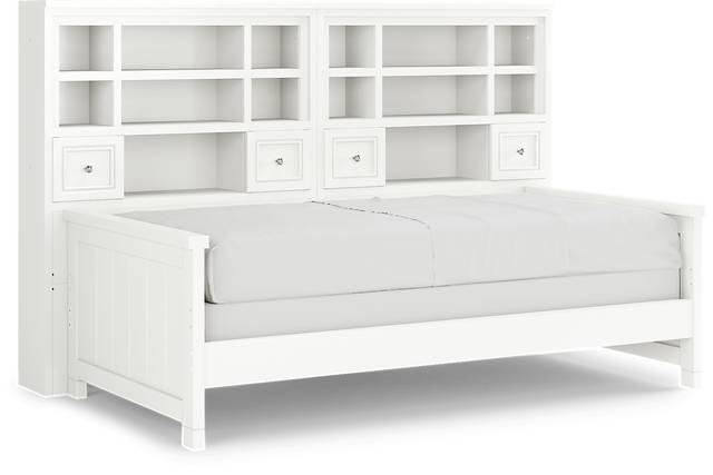 Kids Cottage Colors White Twin Bookcase Wall Bed - Thumbnail - Image 1
