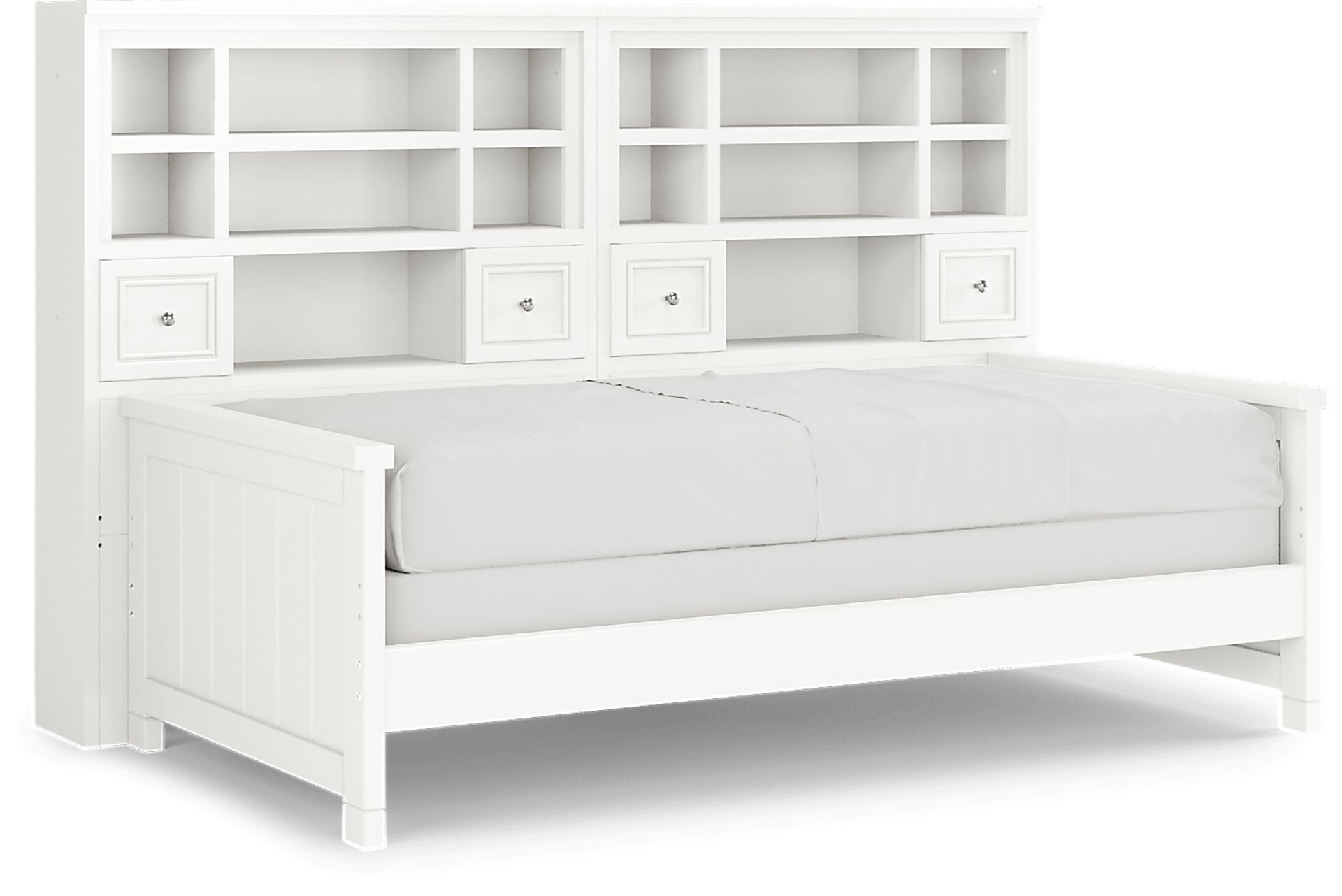 Kids Cottage Colors White Twin Bookcase Wall Bed - Image 1