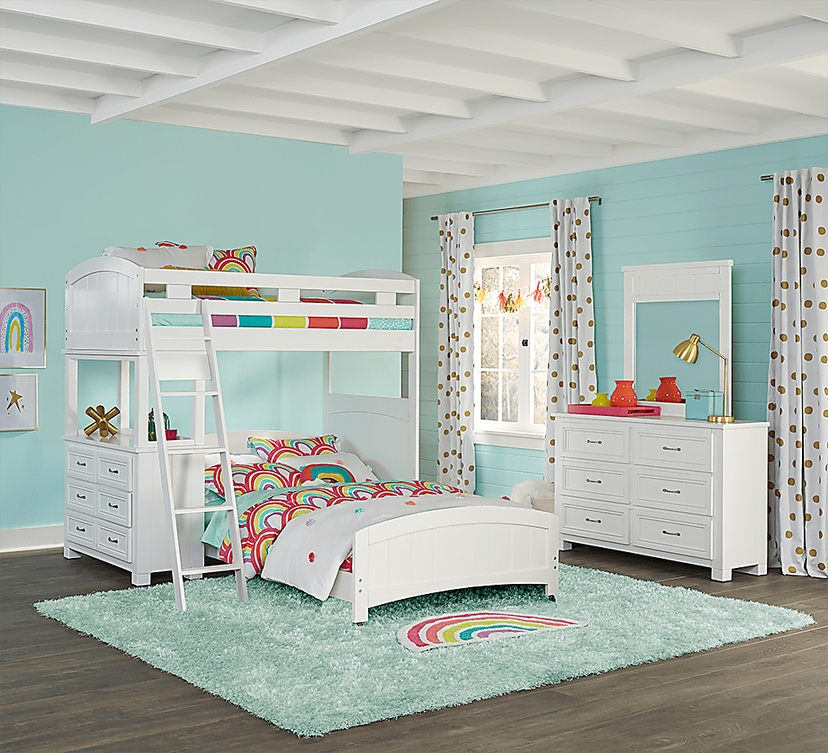 Cottage Colors White Colors White Twin Full Loft Bunk W Dresser Rooms to Go
