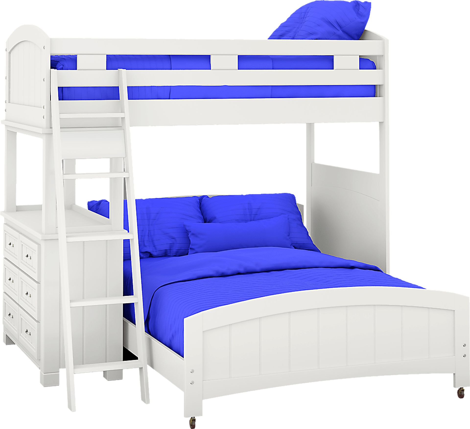 Kids Cottage Colors White Twin/Full Loft Bunk Bed with Dresser - Image 1