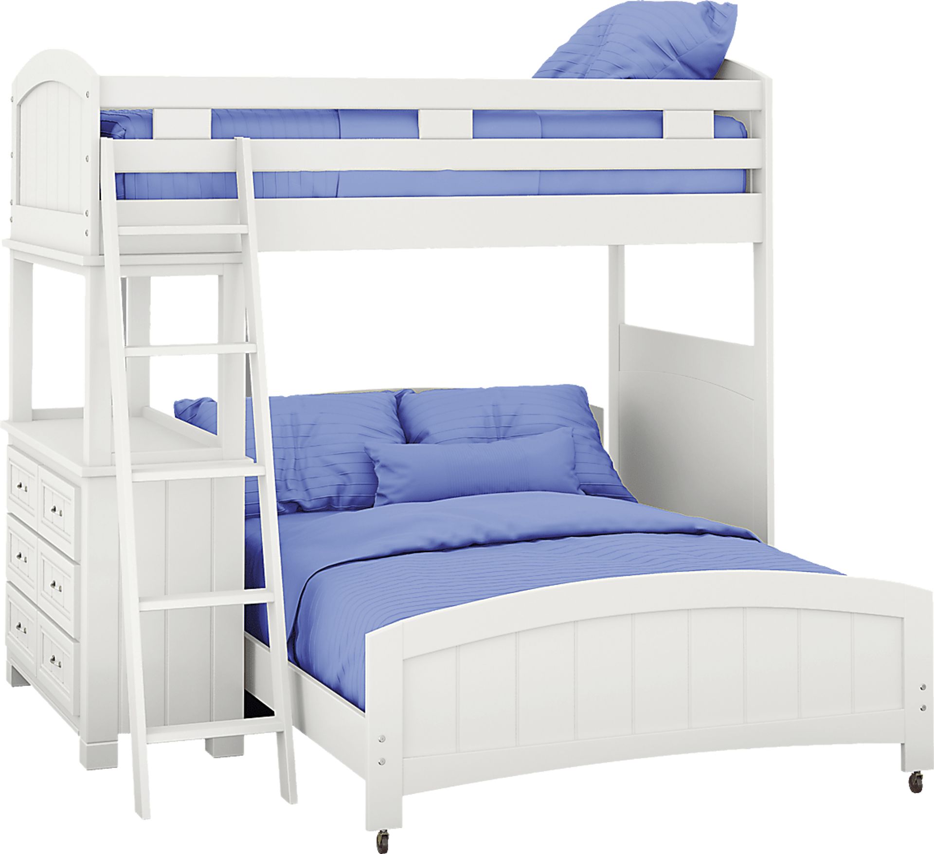 Kids Cottage Colors White Twin/Full Loft Bunk Bed with Dresser - Image 1