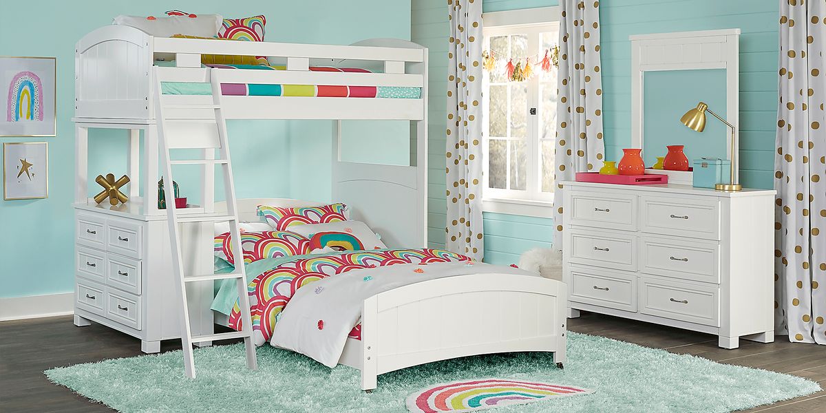 Cottage Colors White Colors White Twin Full Loft Bunk W Dresser Rooms to Go