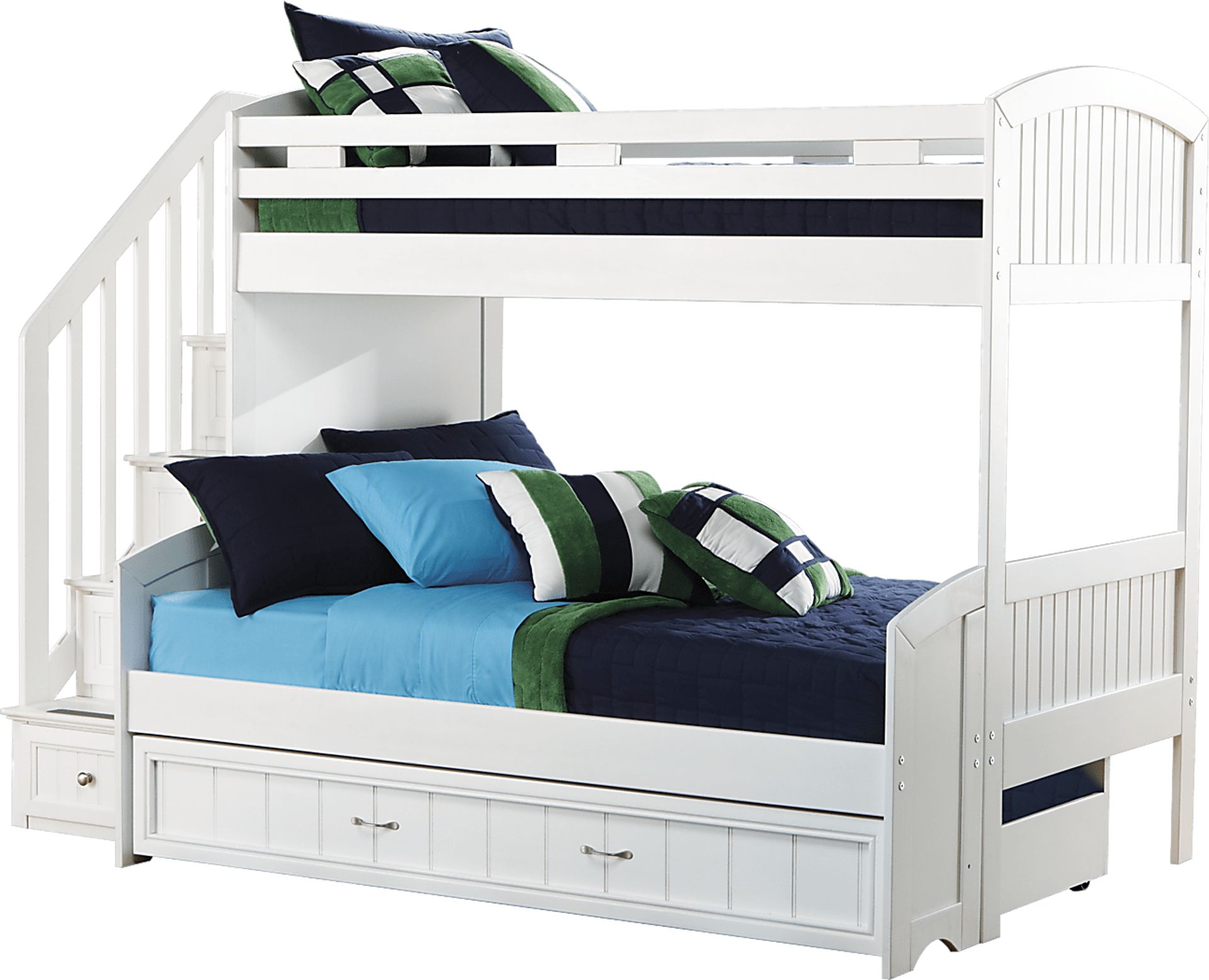 Cottage Colors White Twin/Full Step Bunk Bed with Trundle - Image 1