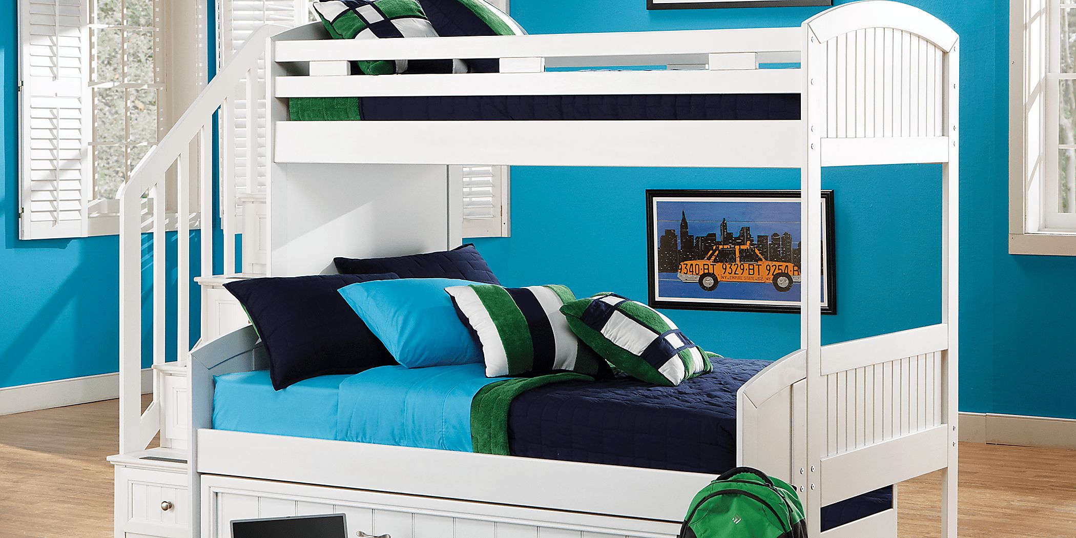 Cottage Colors White Twin/Full Step Bunk Bed Rooms To Go
