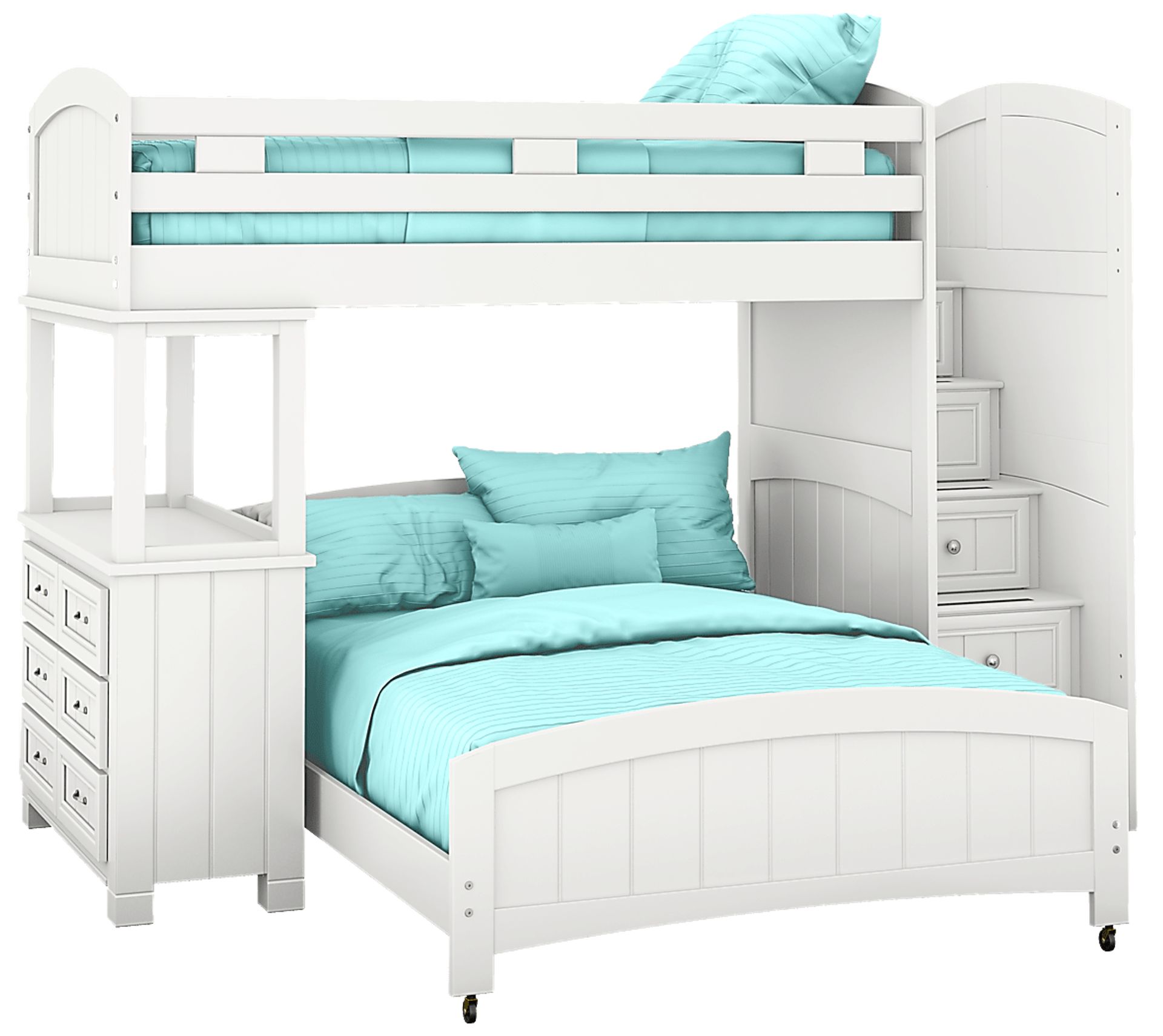 Kids Cottage Colors White Twin/Full Step Bunk with Dresser - Image 1