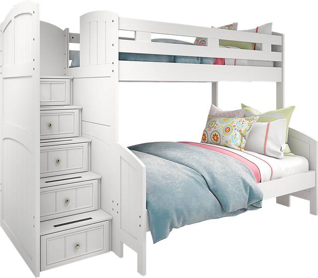 Kids Cottage Colors White Twin/Full Step Bunk - Thumbnail - Image 1