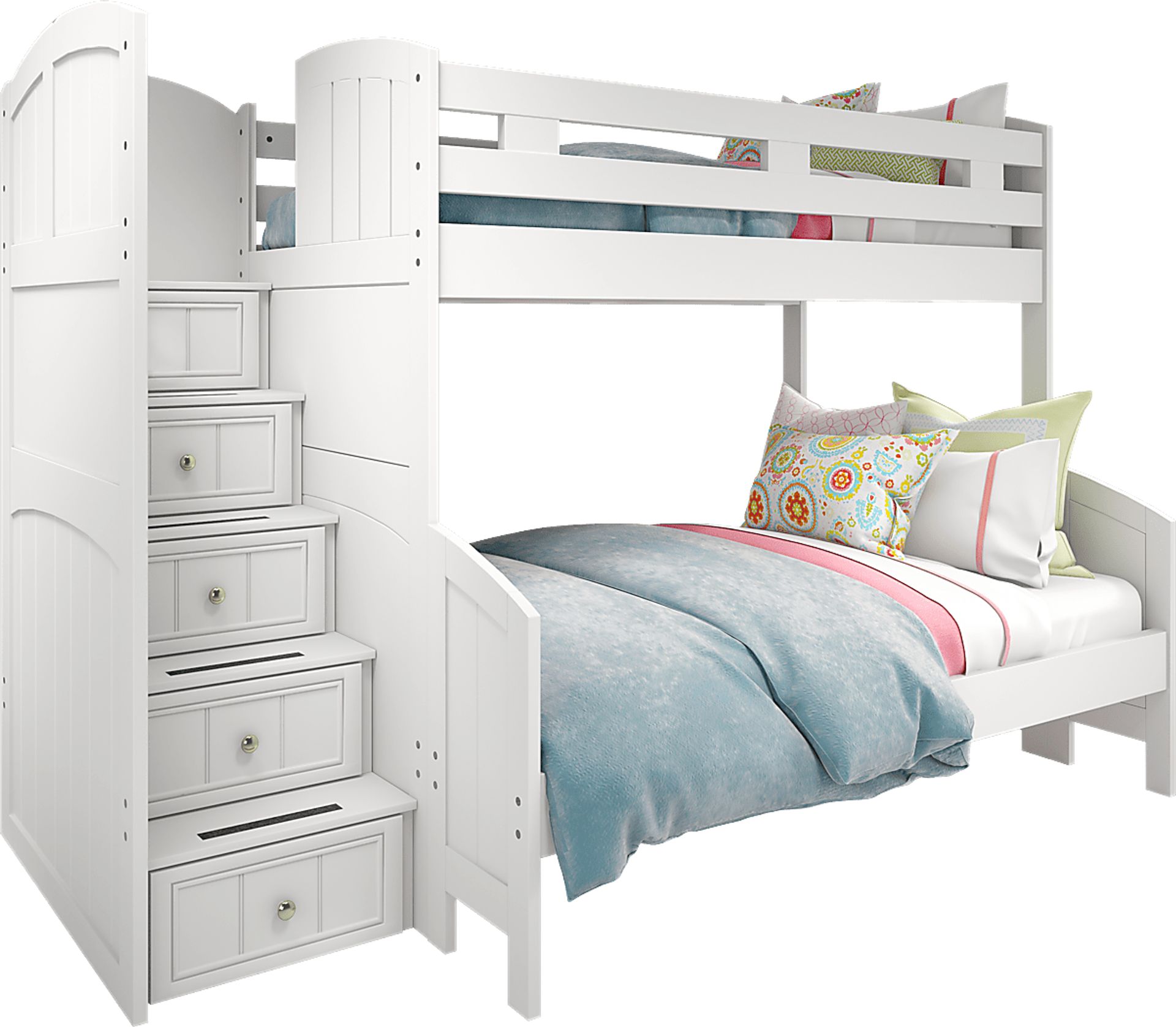 Kids Cottage Colors White Twin/Full Step Bunk - Image 1