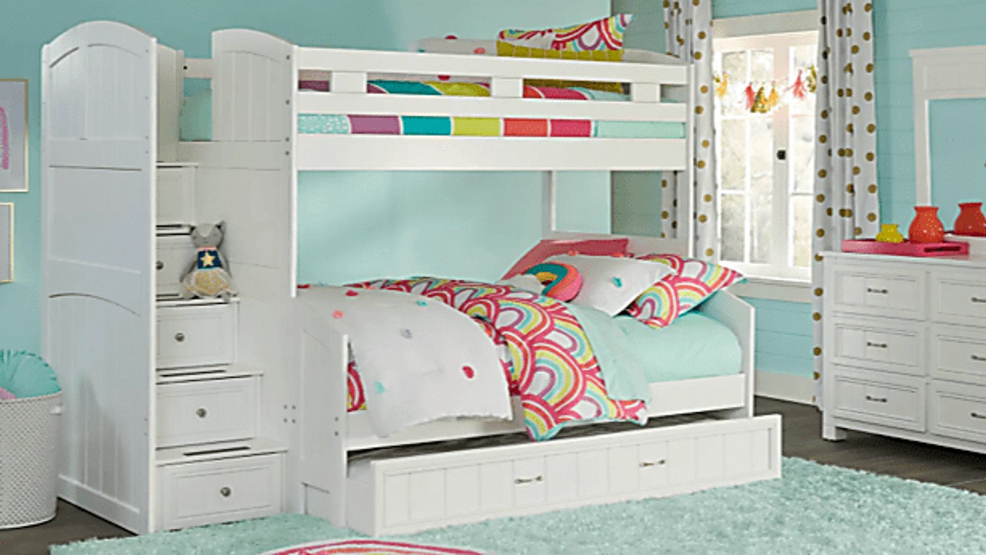 Kids Cottage Colors White Twin/Full Step Bunk - Image 2