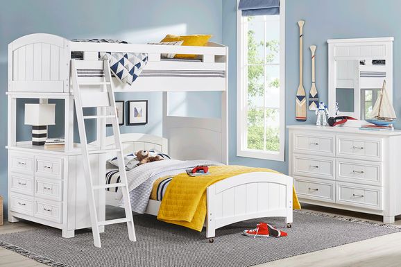 Kids Cottage Colors White Twin/Twin Loft Bunk Bed with Dresser