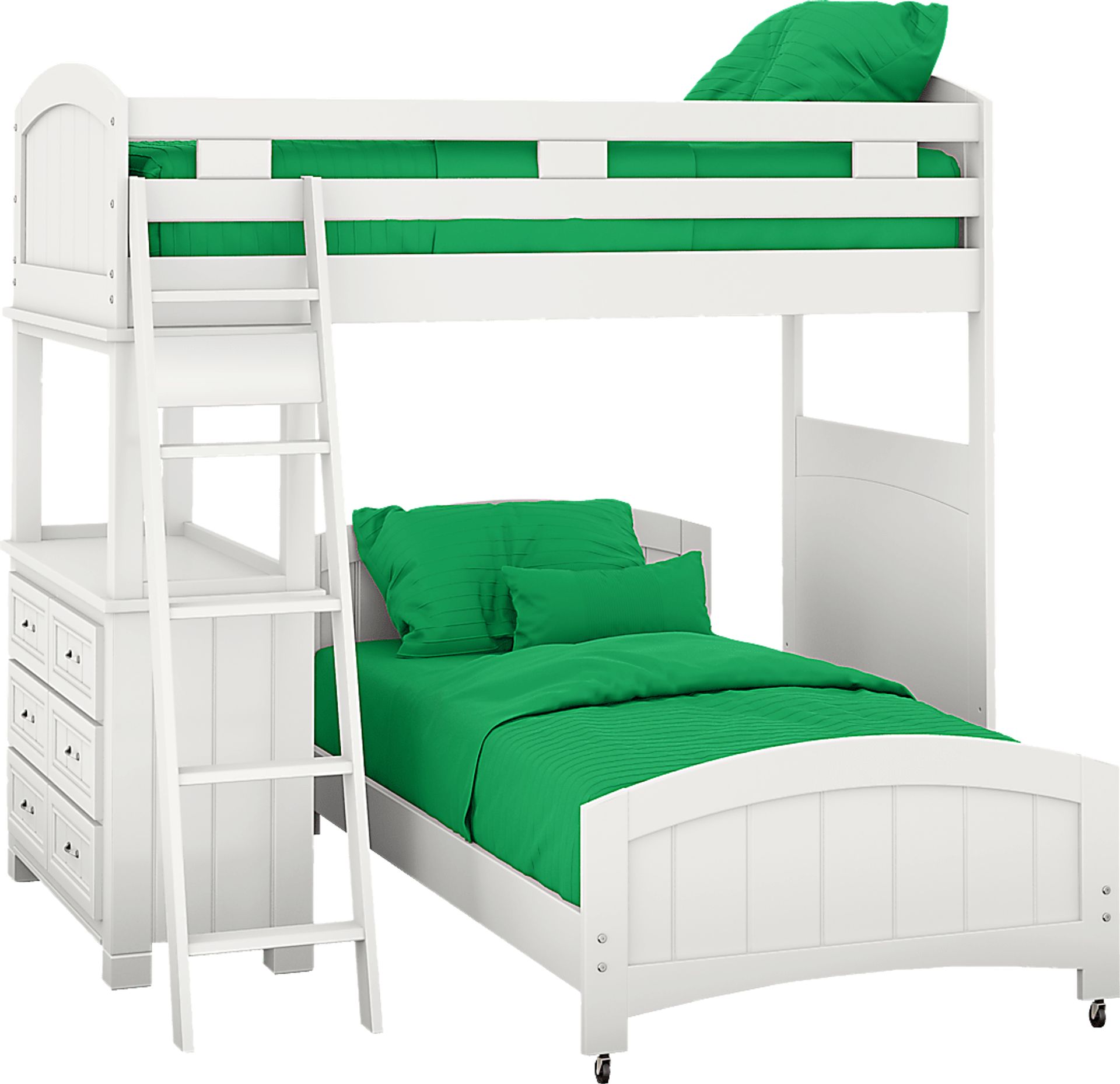 Kids Cottage Colors White Twin/Twin Loft Bunk Bed with Dresser - Image 1