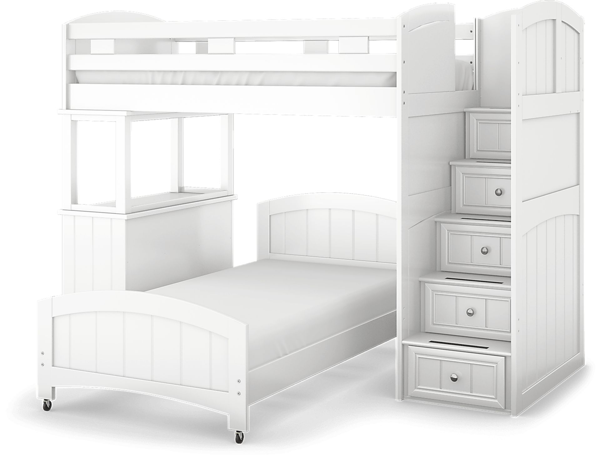 Kids Cottage Colors White Twin/Twin Step Bunk with Dresser - Image 3
