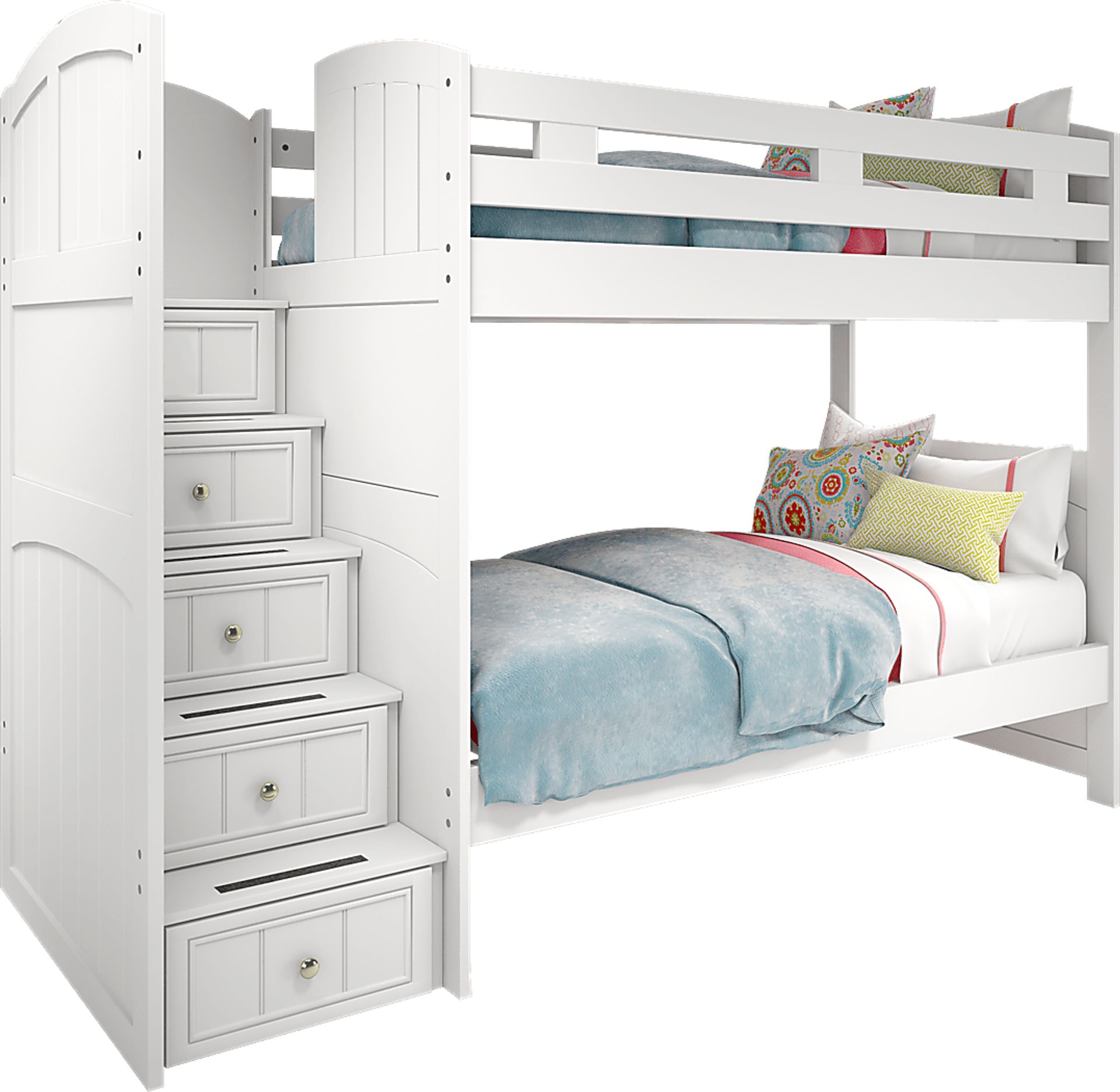 Kids Cottage Colors White Twin/Twin Step Bunk Bed - Image 3