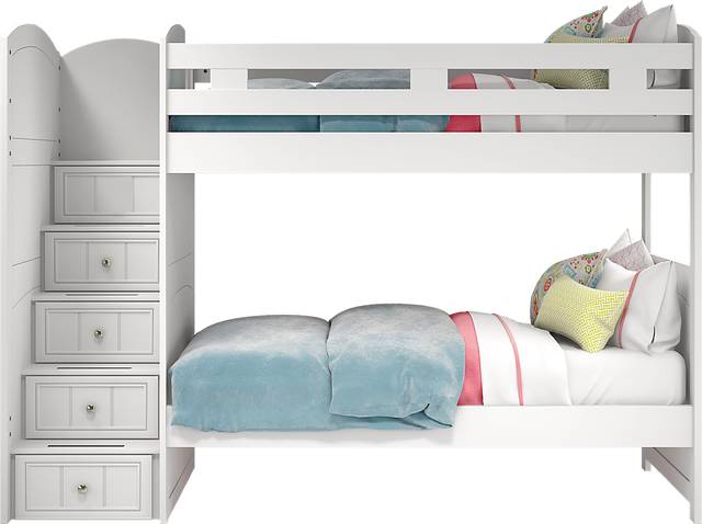 Kids Cottage Colors White Twin/Twin Step Bunk Bed - Thumbnail - Image 4