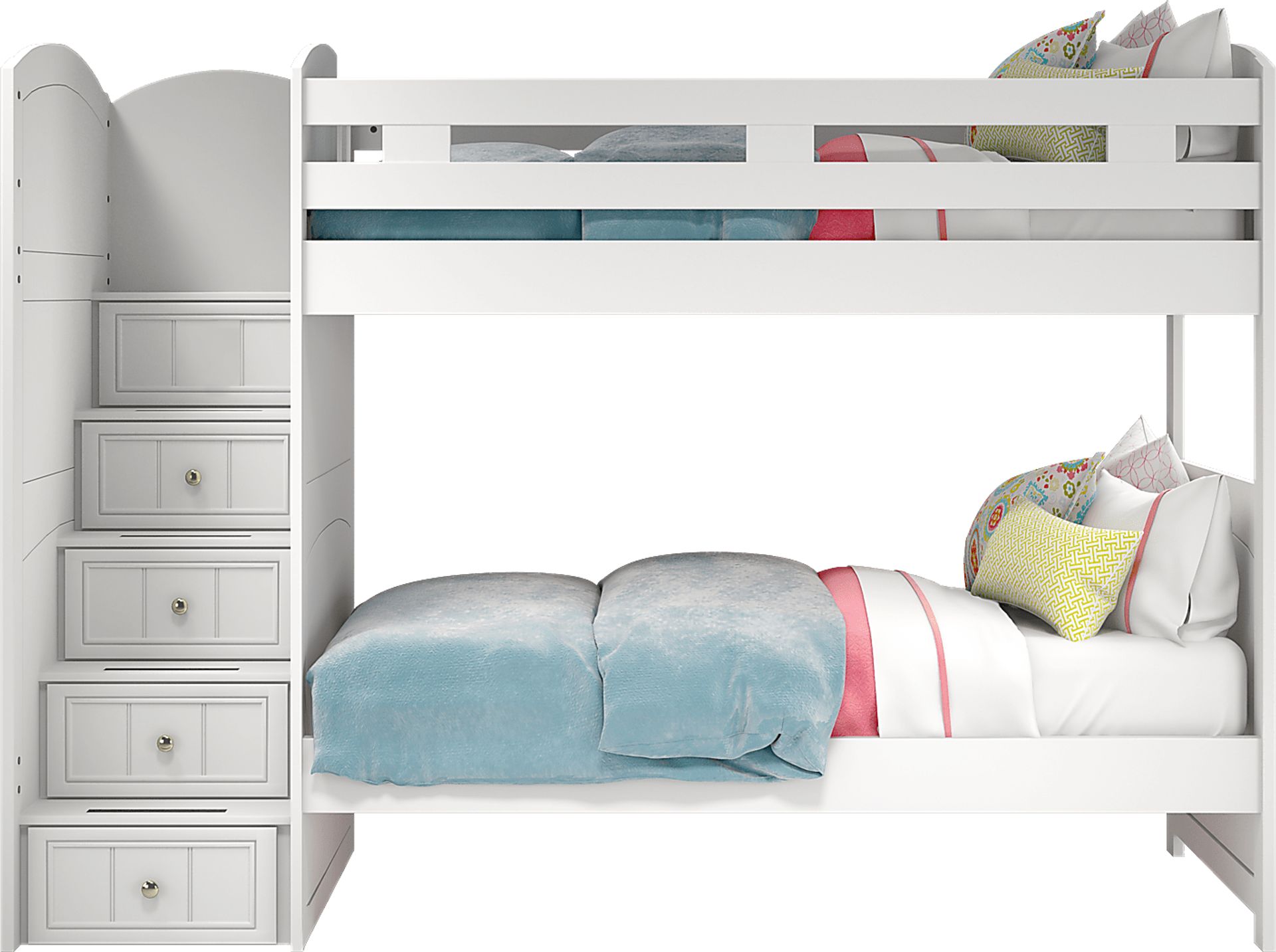 Kids Cottage Colors White Twin/Twin Step Bunk Bed - Image 4