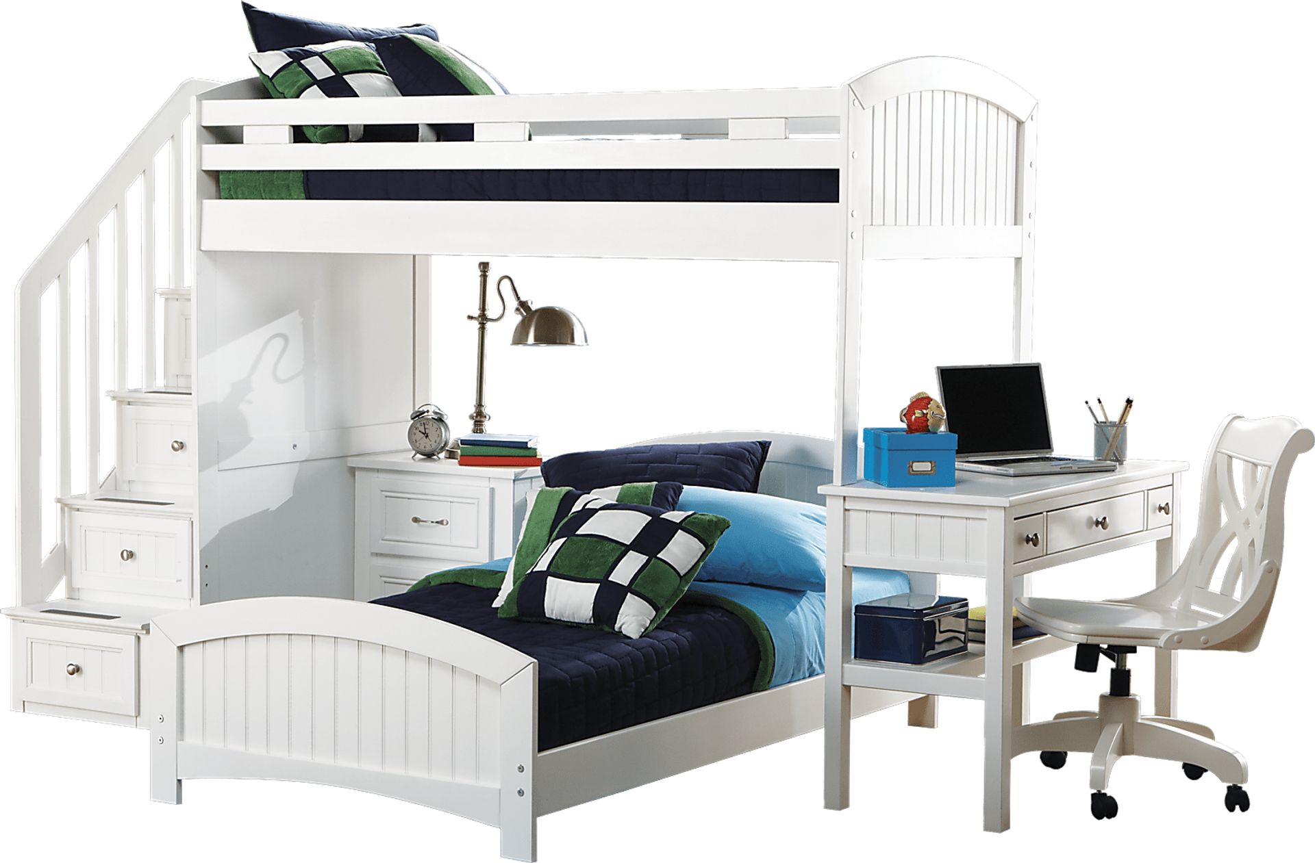Cottage Colors White Twin/Twin Step Loft with Desk - Image 1