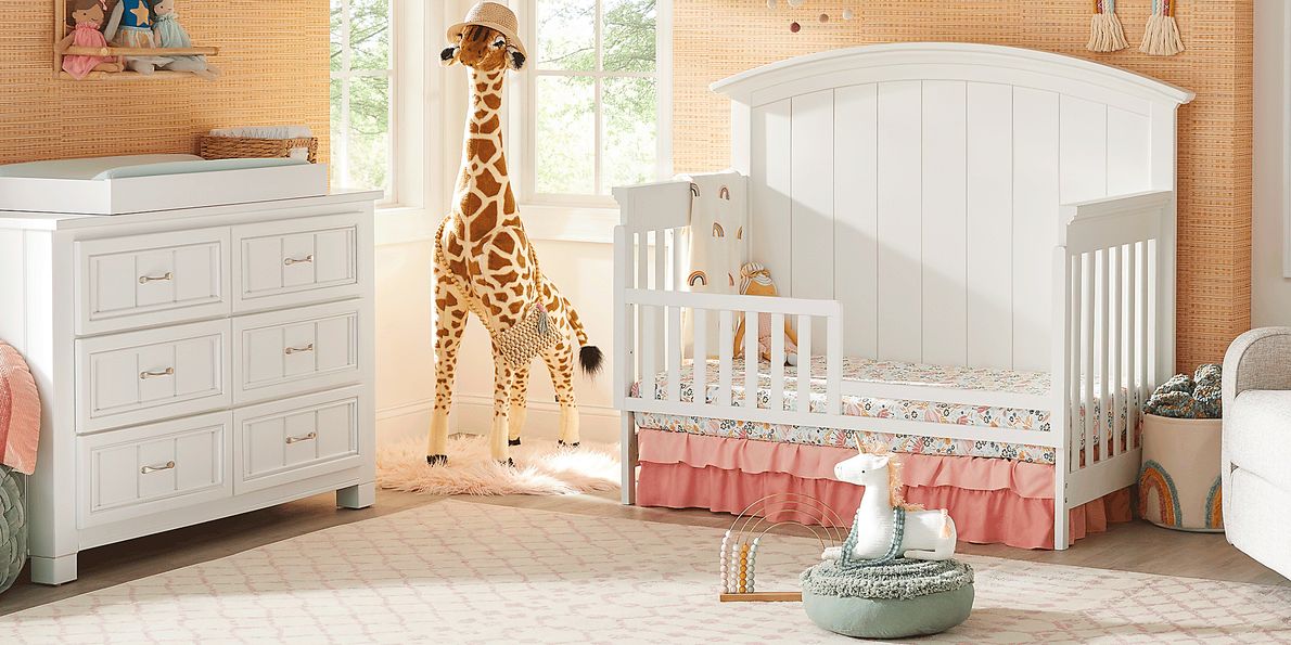 Cottage Colors Willow White 5 Pc Nursery with Toddler Rail