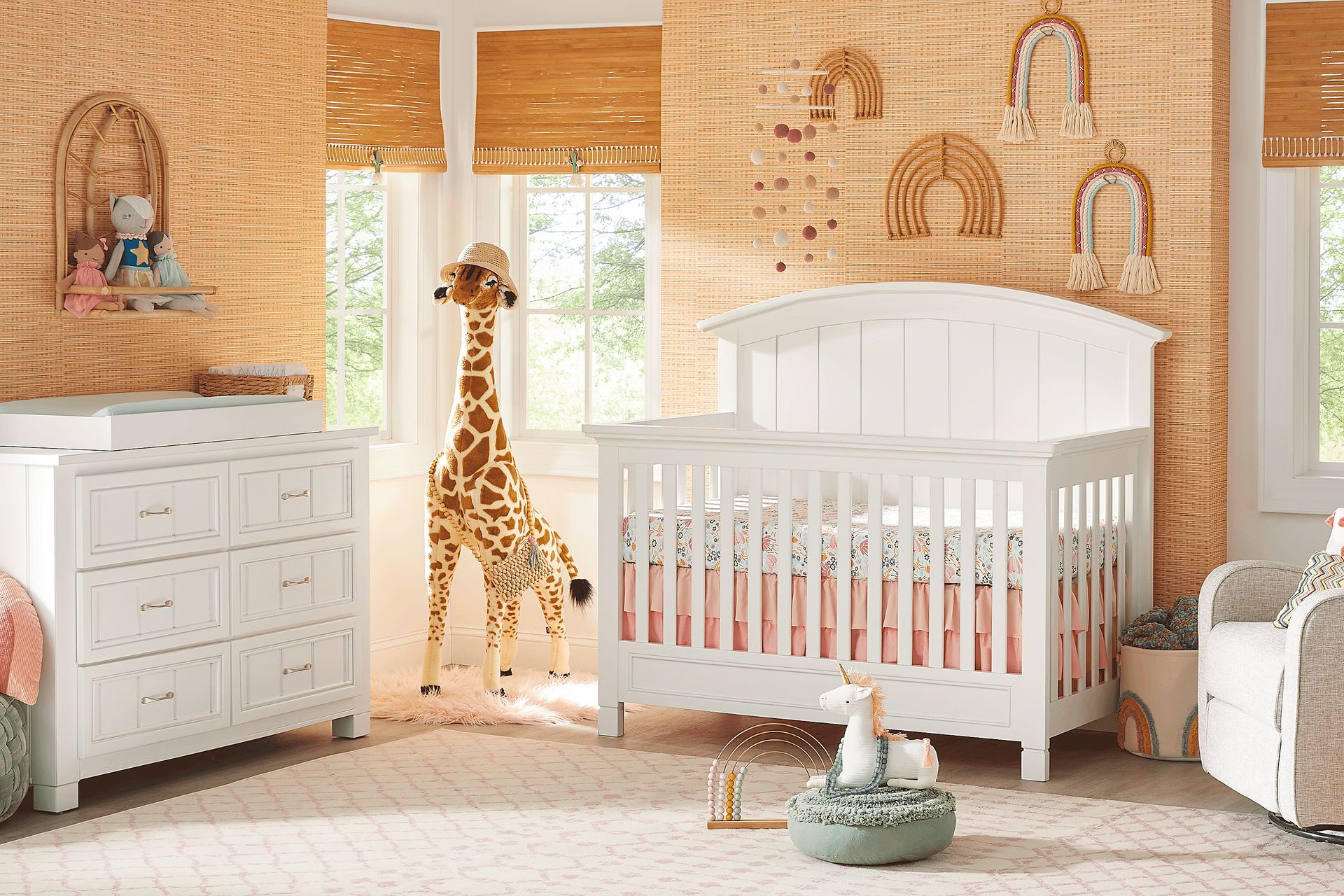 Cottage Colors Willow White 6 Pc Nursery with Toddler and Full Conversion Rails - Image 1